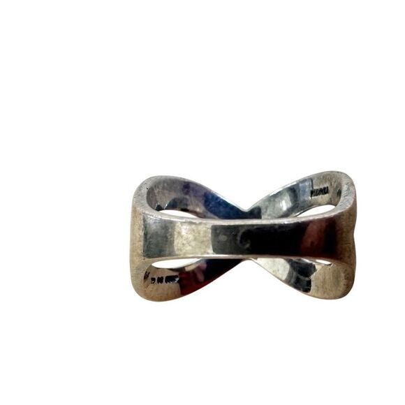 Sterling Silver Heart CZ Criss-Cross Band vintage ring - Picture 9 of 9